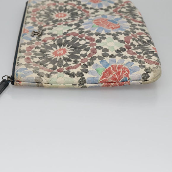 CHANEL Matelasse Clutch Bag Lamb Skin Multicolor CC Auth 112262