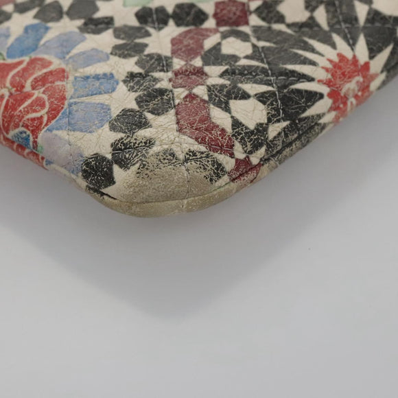 CHANEL Matelasse Clutch Bag Lamb Skin Multicolor CC Auth 112262