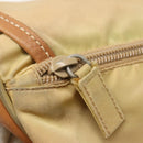 PRADA Schoudertas Nylon Beige Bruin Zilver Auth 112279-19
