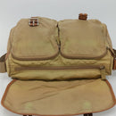 PRADA Schoudertas Nylon Beige Bruin Zilver Auth 112279-10