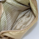 PRADA Schoudertas Nylon Beige Bruin Zilver Auth 112279-26