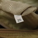 PRADA Schoudertas Nylon Beige Bruin Zilver Auth 112279-12