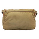PRADA Schoudertas Nylon Beige Bruin Zilver Auth 112279-2