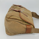 PRADA Schoudertas Nylon Beige Bruin Zilver Auth 112279-4