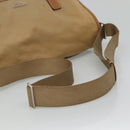 PRADA Schoudertas Nylon Beige Bruin Zilver Auth 112279-7