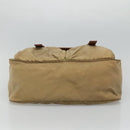 PRADA Schoudertas Nylon Beige Bruin Zilver Auth 112279-5