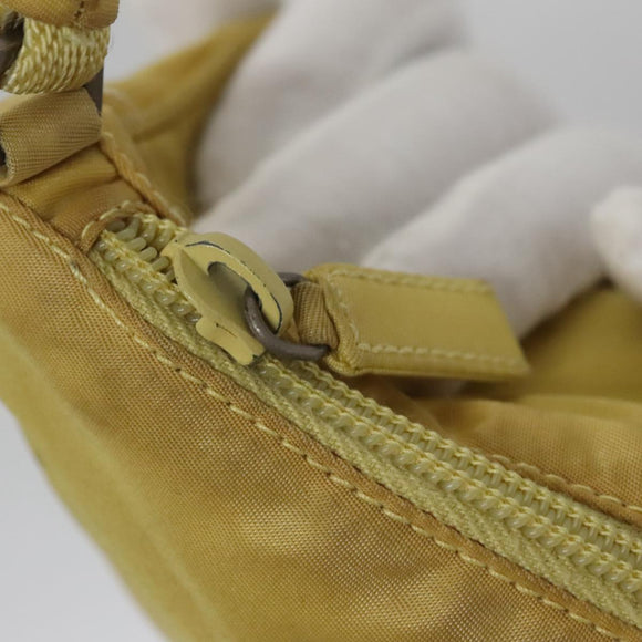PRADA Accessory Pouch Nylon Yellow Silver Auth 112287