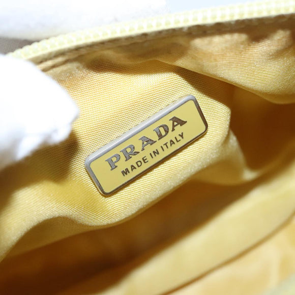 PRADA Accessory Pouch Nylon Yellow Silver Auth 112287