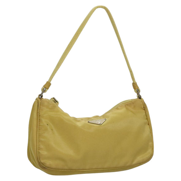PRADA Accessory Pouch Nylon Yellow Silver Auth 112287