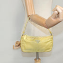 PRADA Accessory Pouch Nylon Yellow Silver Auth 112287-22