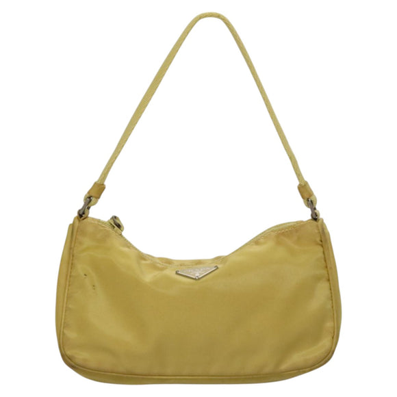 PRADA Accessory Pouch Nylon Yellow Silver Auth 112287