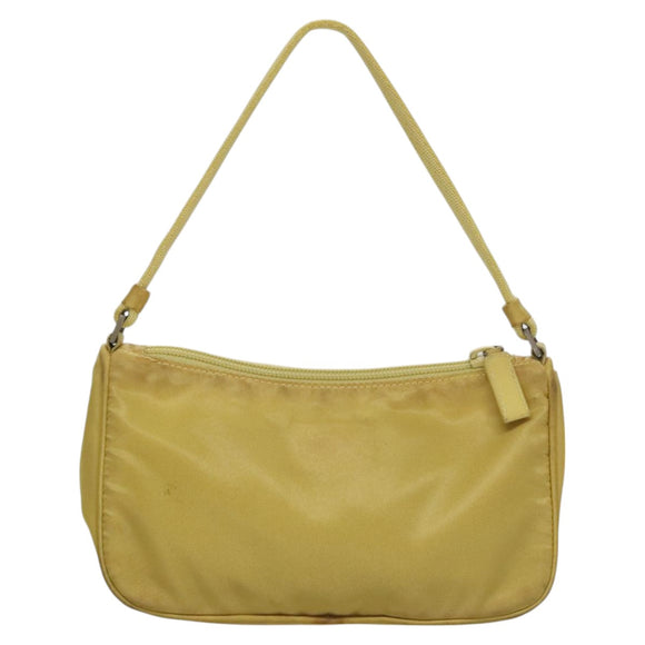 PRADA Accessory Pouch Nylon Yellow Silver Auth 112287