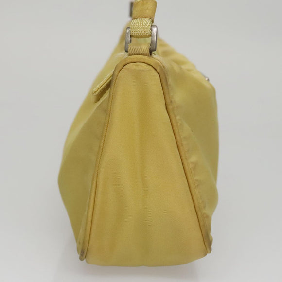 PRADA Accessory Pouch Nylon Yellow Silver Auth 112287