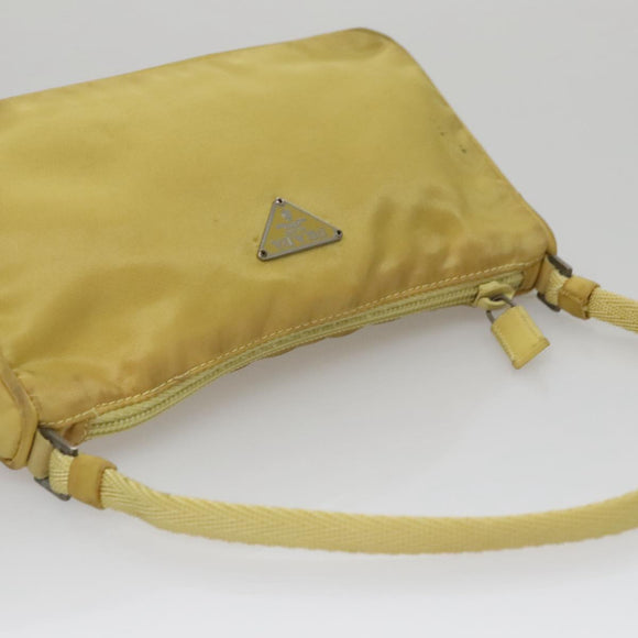 PRADA Accessory Pouch Nylon Yellow Silver Auth 112287