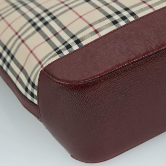 BURBERRY Nova Check Tote Bag Canvas Leather Beige Gold Auth 112299