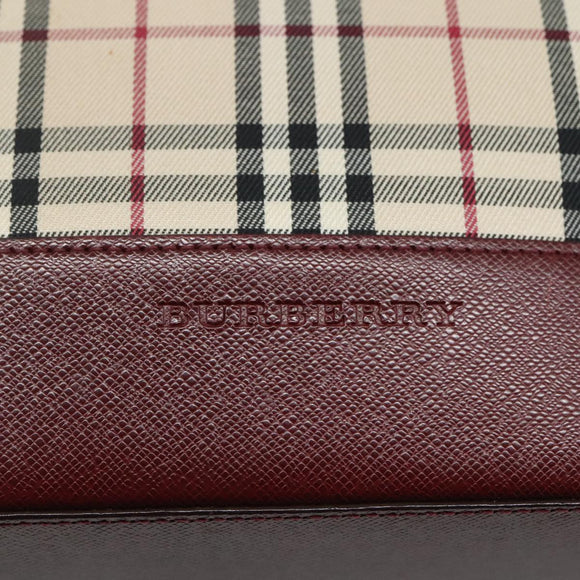 BURBERRY Nova Check Tote Bag Canvas Leather Beige Gold Auth 112299