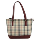 BURBERRY Nova Check Tote Bag Canvas Leather Beige Gold Auth 112299-13