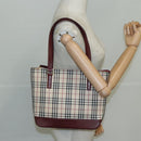 BURBERRY Nova Check Tote Bag Canvas Leather Beige Gold Auth 112299-24