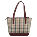 BURBERRY Nova Check Tote Bag Canvas Leather Beige Gold Auth 112299-2