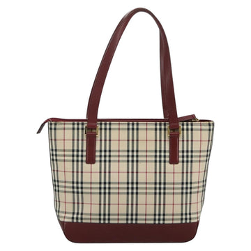 BURBERRY Nova Check Tote Bag Canvas Leather Beige Gold Auth 112299 - 0