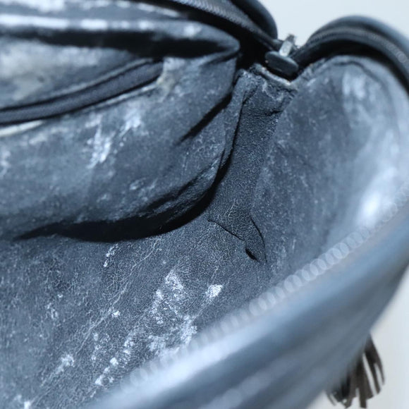 BALLY Clutch Bag Leather Black Gold Auth 112313