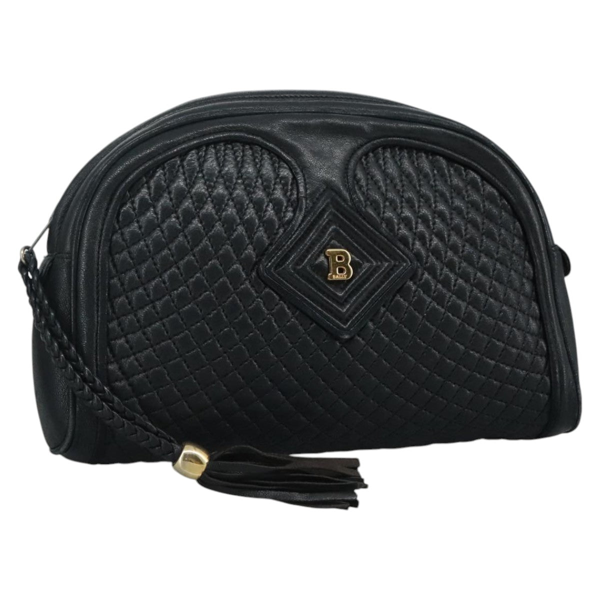BALLY Clutch Bag Leather Black Gold Auth 112313 | Brand Street Tokyo