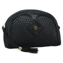 BALLY Clutch Bag Leather Black Gold Auth 112313-1