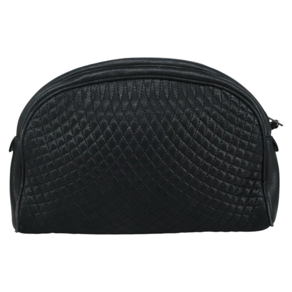 BALLY Clutch Bag Leather Black Gold Auth 112313