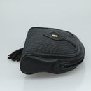 BALLY Clutch Bag Leather Black Gold Auth 112313-3