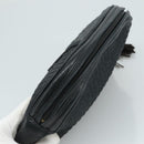 BALLY Clutch Bag Leather Black Gold Auth 112313-5