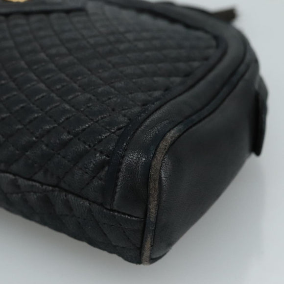 BALLY Clutch Bag Leather Black Gold Auth 112313