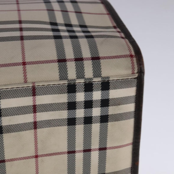 BURBERRY Nova Check Hand Bag Canvas Leather Beige Brown Silver Auth 112330