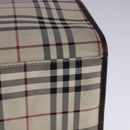 BURBERRY Nova Check Hand Bag Canvas Leather Beige Brown Silver Auth 112330-16