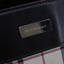 BURBERRY Nova Check Hand Bag Canvas Leather Beige Brown Silver Auth 112330-14
