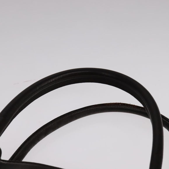 BURBERRY Nova Check Hand Bag Canvas Leather Beige Brown Silver Auth 112330