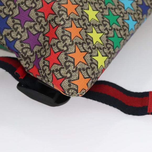 GUCCI GG Supreme Sherry Line Rucksack PVC Beige Rainbow 550775 Auth 112335V