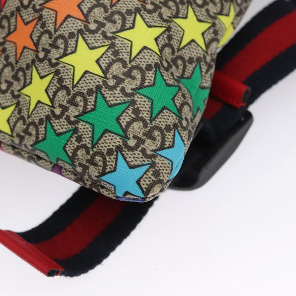 GUCCI GG Supreme Sherry Line Rucksack PVC Beige Rainbow 550775 Auth 112335V