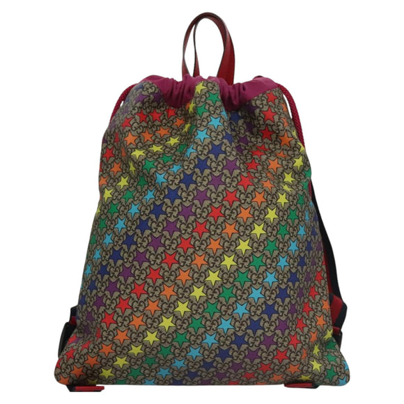 GUCCI GG Supreme Sherry Line Rucksack PVC Beige Rainbow 550775 Auth 112335V