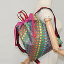 GUCCI GG Supreme Sherry Line Rucksack PVC Beige Rainbow 550775 Auth 112335V-23
