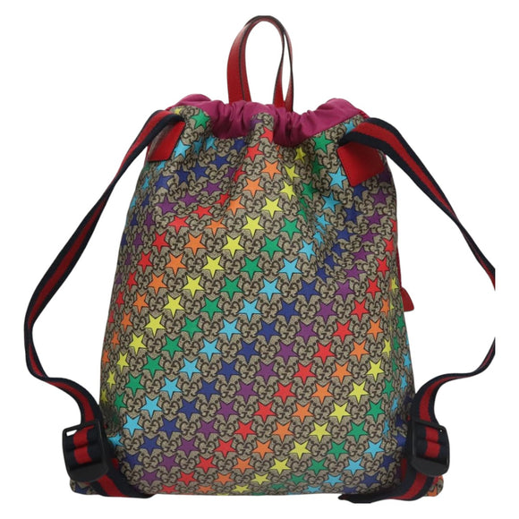 GUCCI GG Supreme Sherry Line Rucksack PVC Beige Rainbow 550775 Auth 112335V