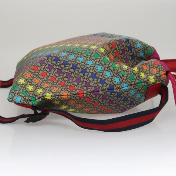 GUCCI GG Supreme Sherry Line Rucksack PVC Beige Rainbow 550775 Auth 112335V