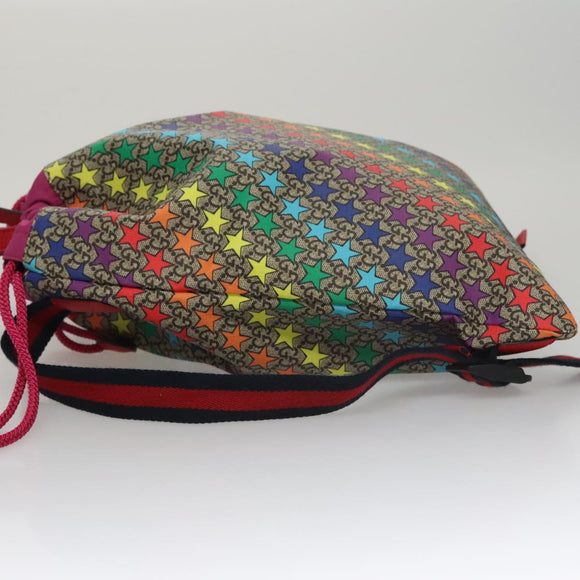 GUCCI GG Supreme Sherry Line Rucksack PVC Beige Rainbow 550775 Auth 112335V