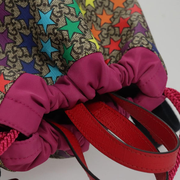 GUCCI GG Supreme Sherry Line Rucksack PVC Beige Rainbow 550775 Auth 112335V