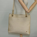 BALLY Quilted Chain Tote Bag Leather Beige Gold Auth 112375-21