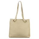BALLY Quilted Chain Tote Bag Leather Beige Gold Auth 112375-3