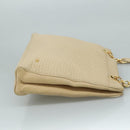 BALLY Quilted Chain Tote Bag Leather Beige Gold Auth 112375-5