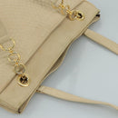 BALLY Quilted Chain Tote Bag Leather Beige Gold Auth 112375-6