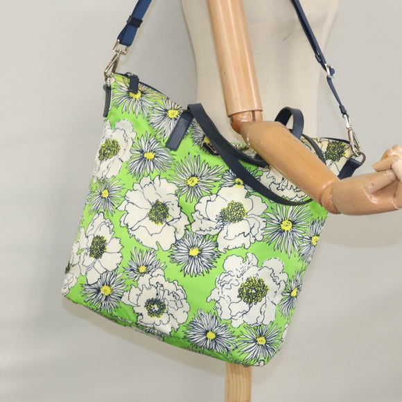 PRADA Hand Bag Nylon 2way Green Auth 112380