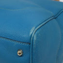 GUCCI Bamboo Hand Bag Leather Blue Gold 282317 Auth 112381-15