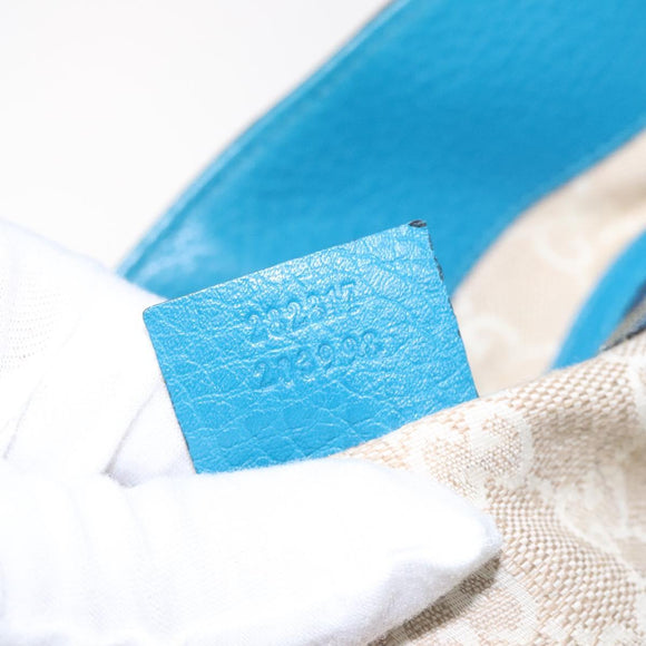 GUCCI Bamboo Hand Bag Leather Blue Gold 282317 Auth 112381